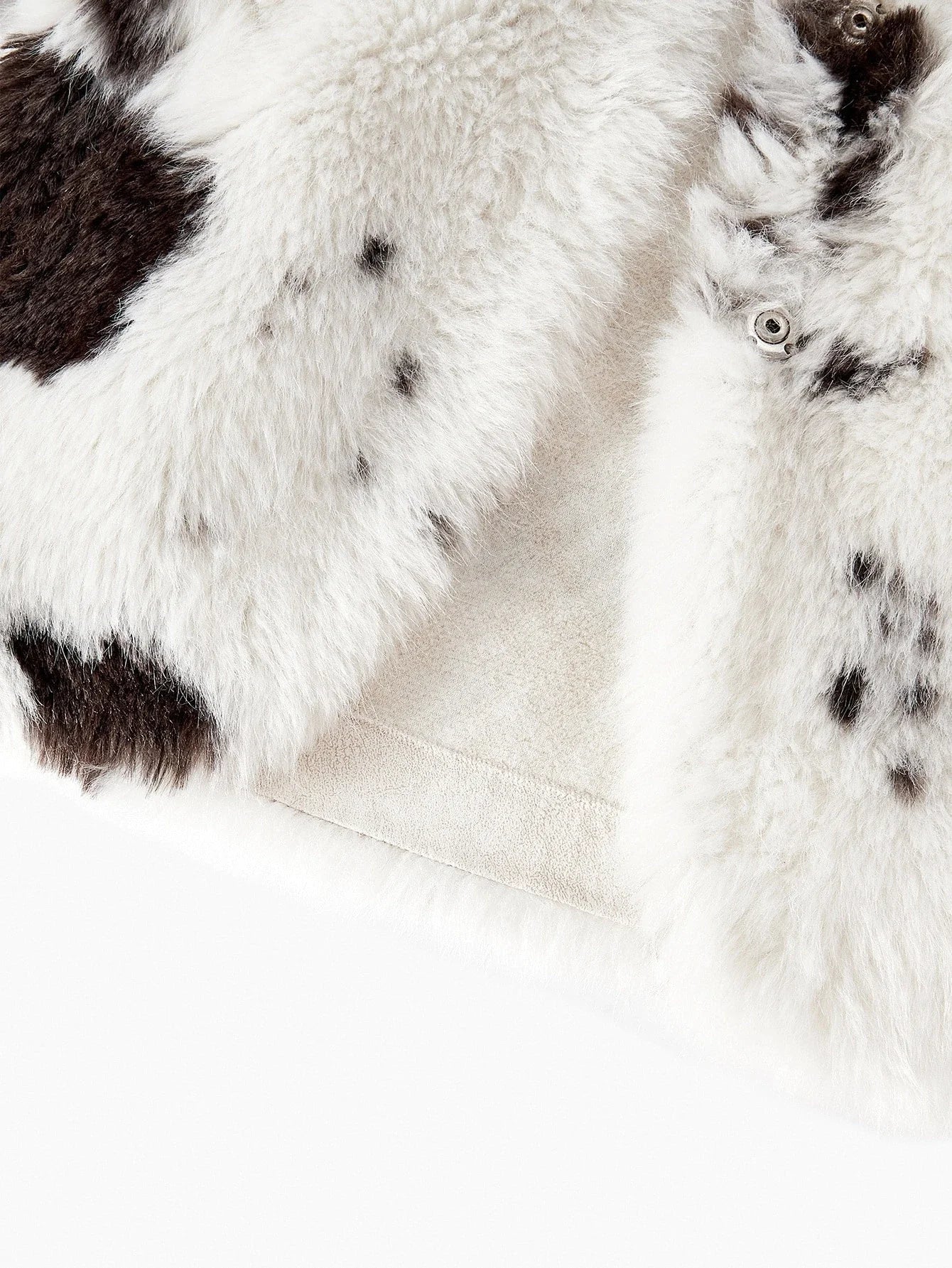 PREMIUM COLORBLOCK BUTTON UP FAUX FUR COAT