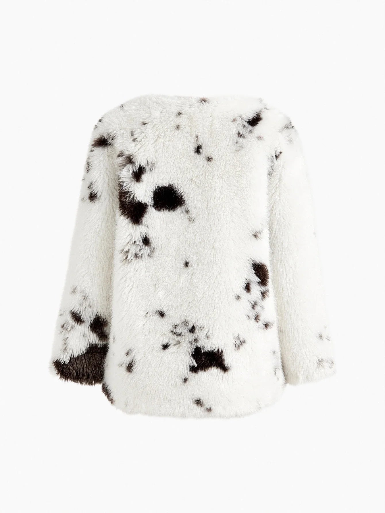 PREMIUM COLORBLOCK BUTTON UP FAUX FUR COAT