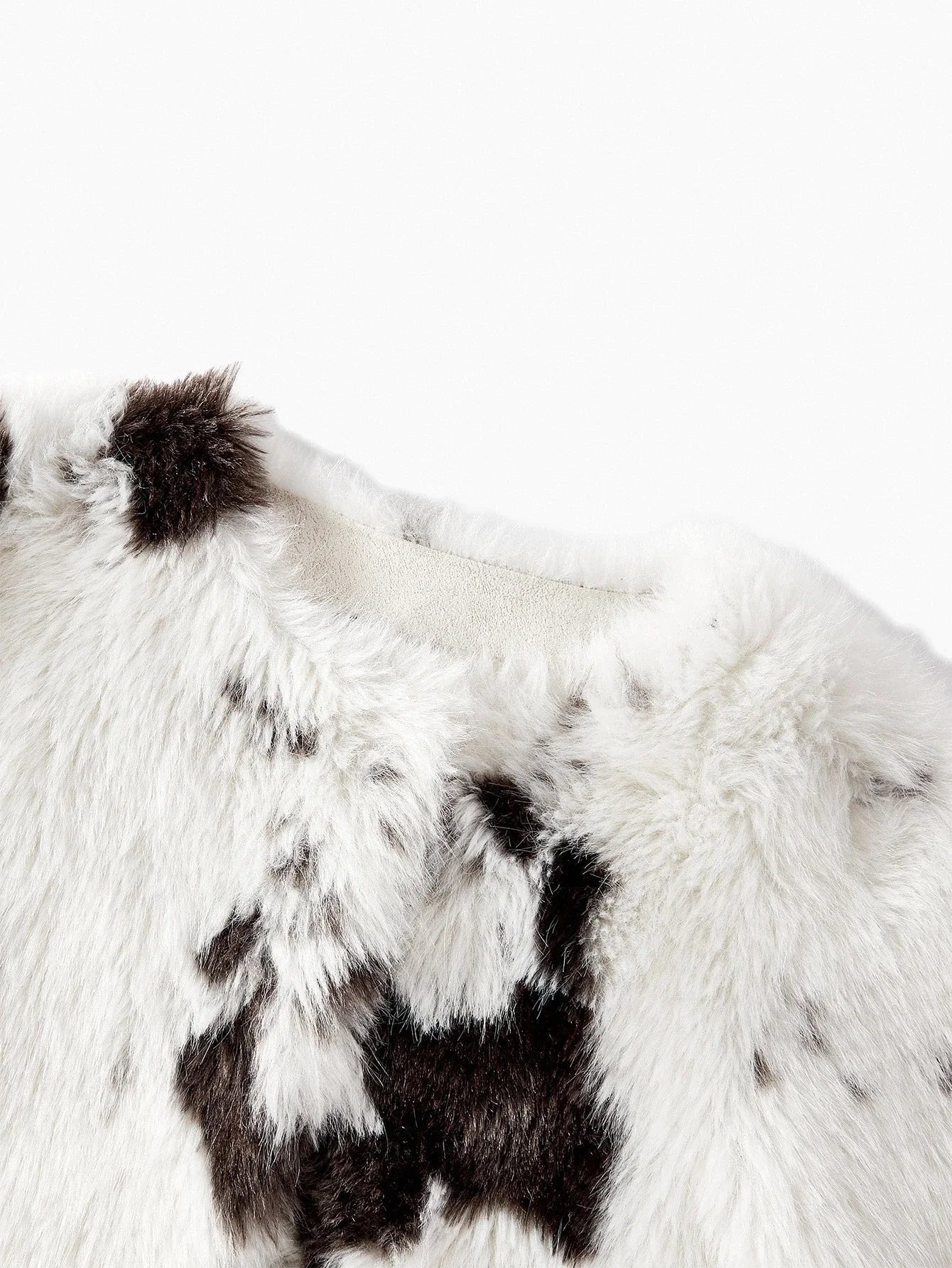 PREMIUM COLORBLOCK BUTTON UP FAUX FUR COAT