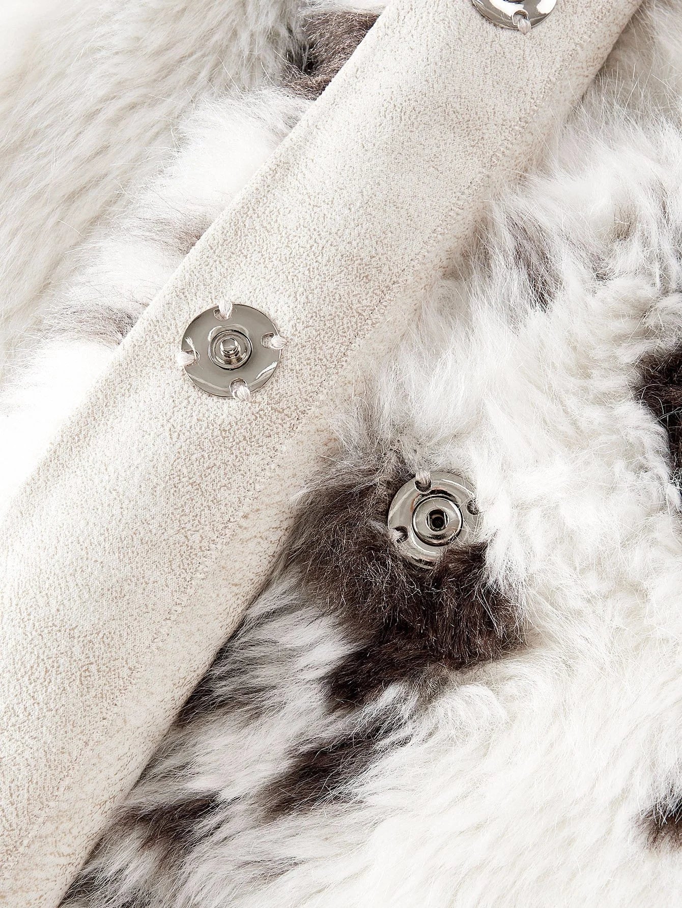 PREMIUM COLORBLOCK BUTTON UP FAUX FUR COAT