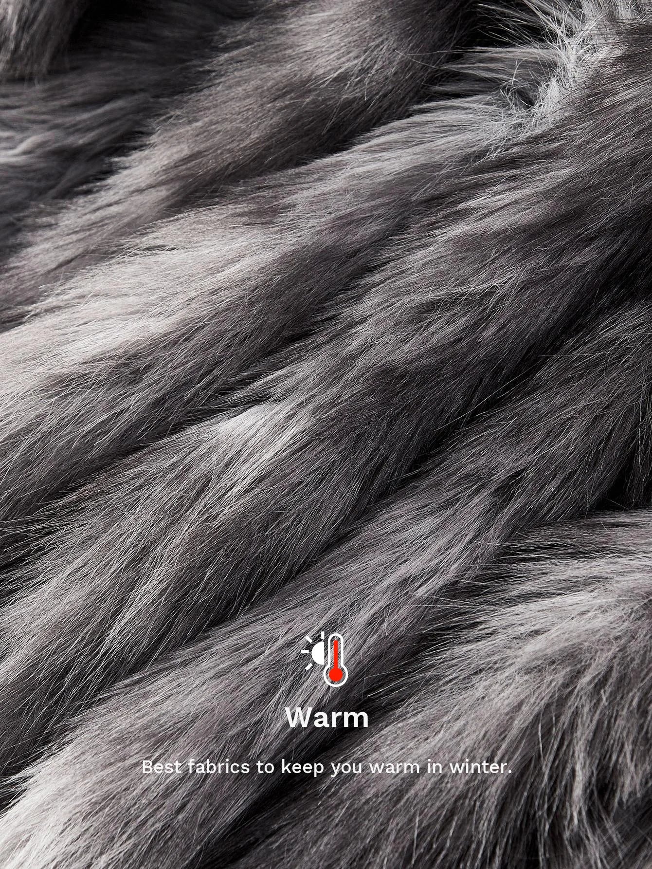 PREMIUM COLORBLOCK LONG SLEEVE FAUX FUR COAT