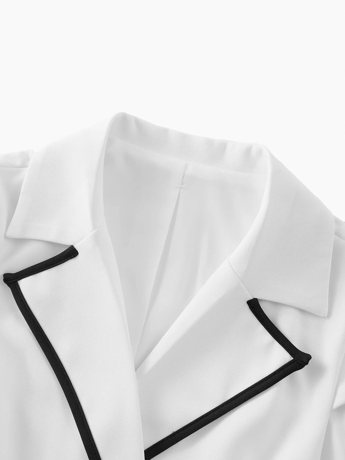 PREMIUM CONTRAST BINDING DOUBLE BREASTED BELTED DRESS