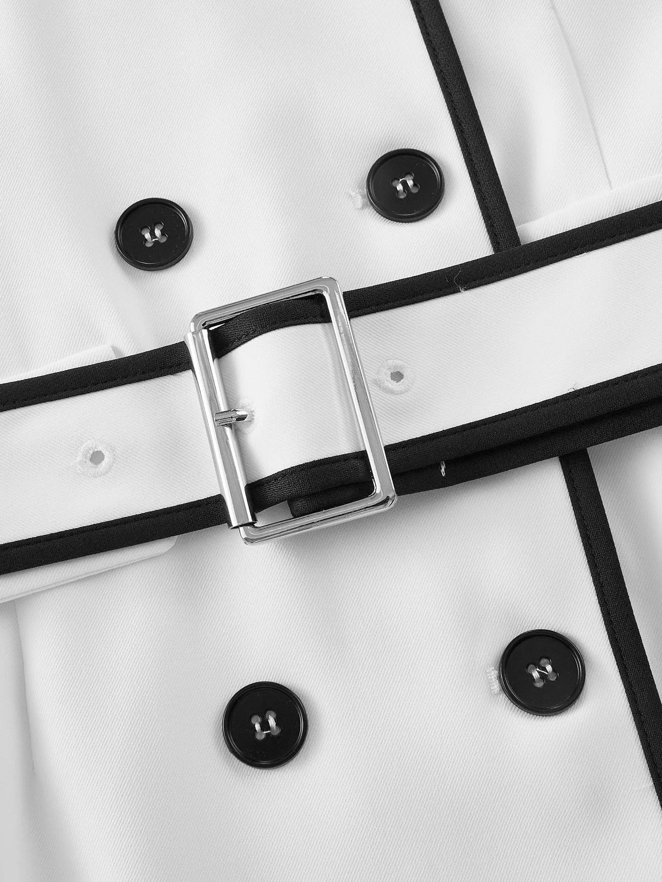 PREMIUM CONTRAST BINDING DOUBLE BREASTED BELTED DRESS