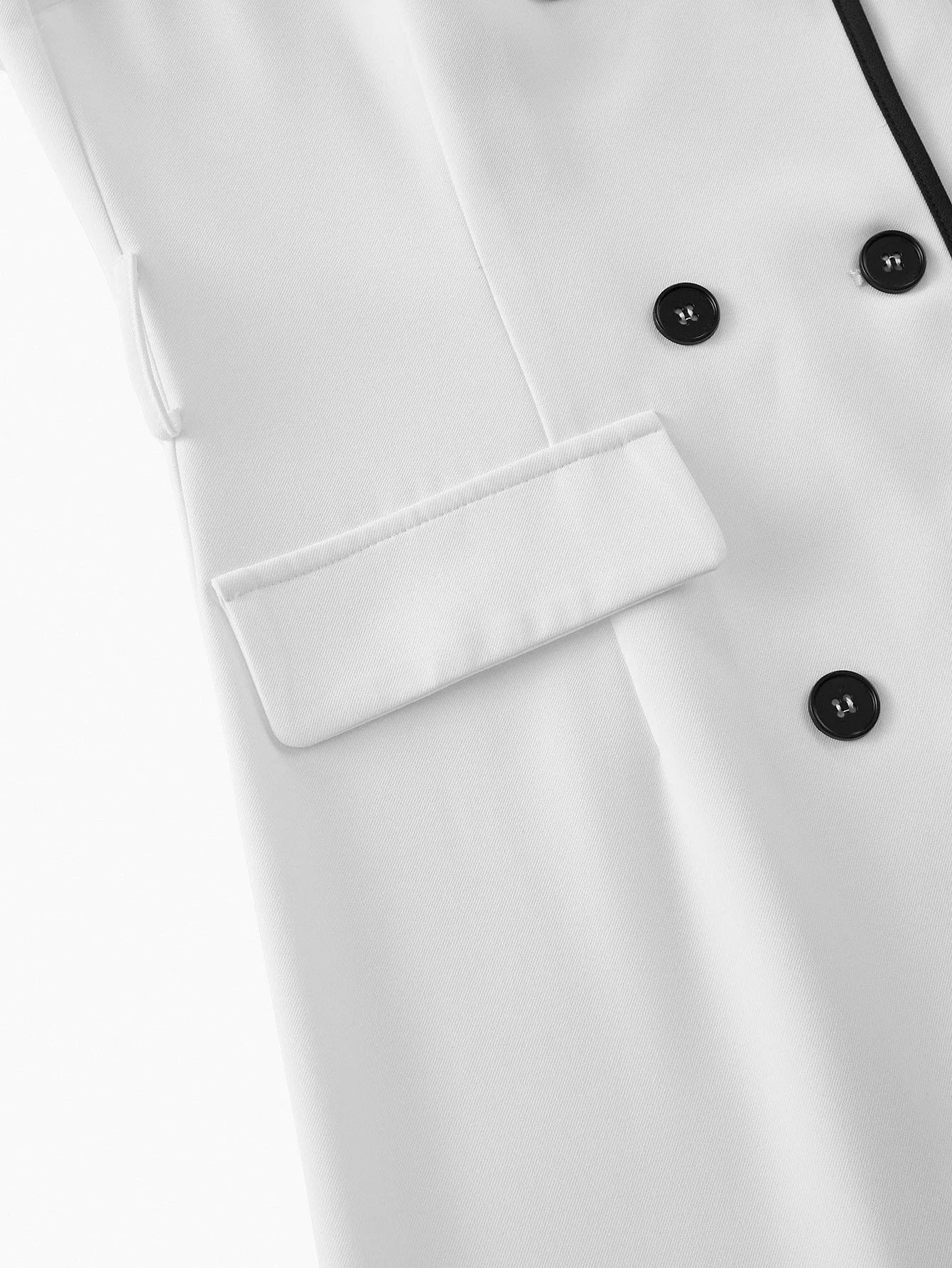 PREMIUM CONTRAST BINDING DOUBLE BREASTED BELTED DRESS