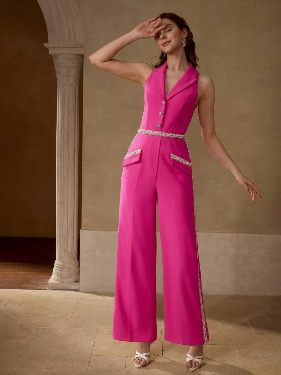 PREMIUM CONTRAST BINDING PRESS CREASE JUMPSUIT