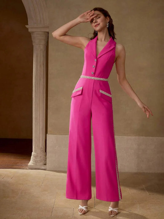 PREMIUM CONTRAST BINDING PRESS CREASE JUMPSUIT