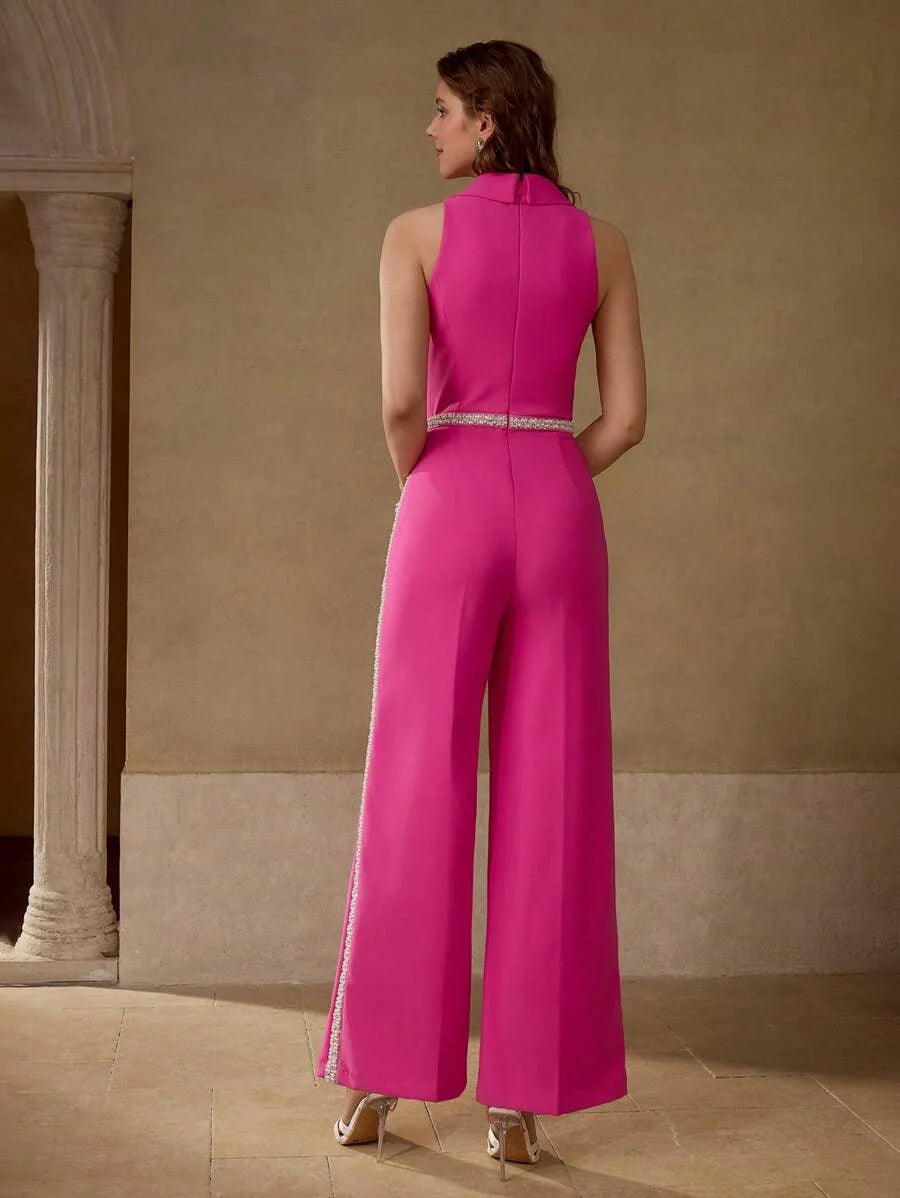 PREMIUM CONTRAST BINDING PRESS CREASE JUMPSUIT