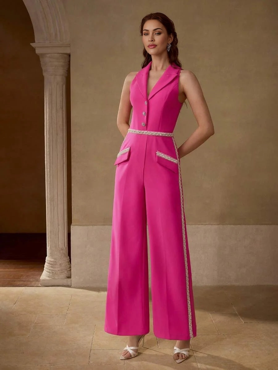 PREMIUM CONTRAST BINDING PRESS CREASE JUMPSUIT