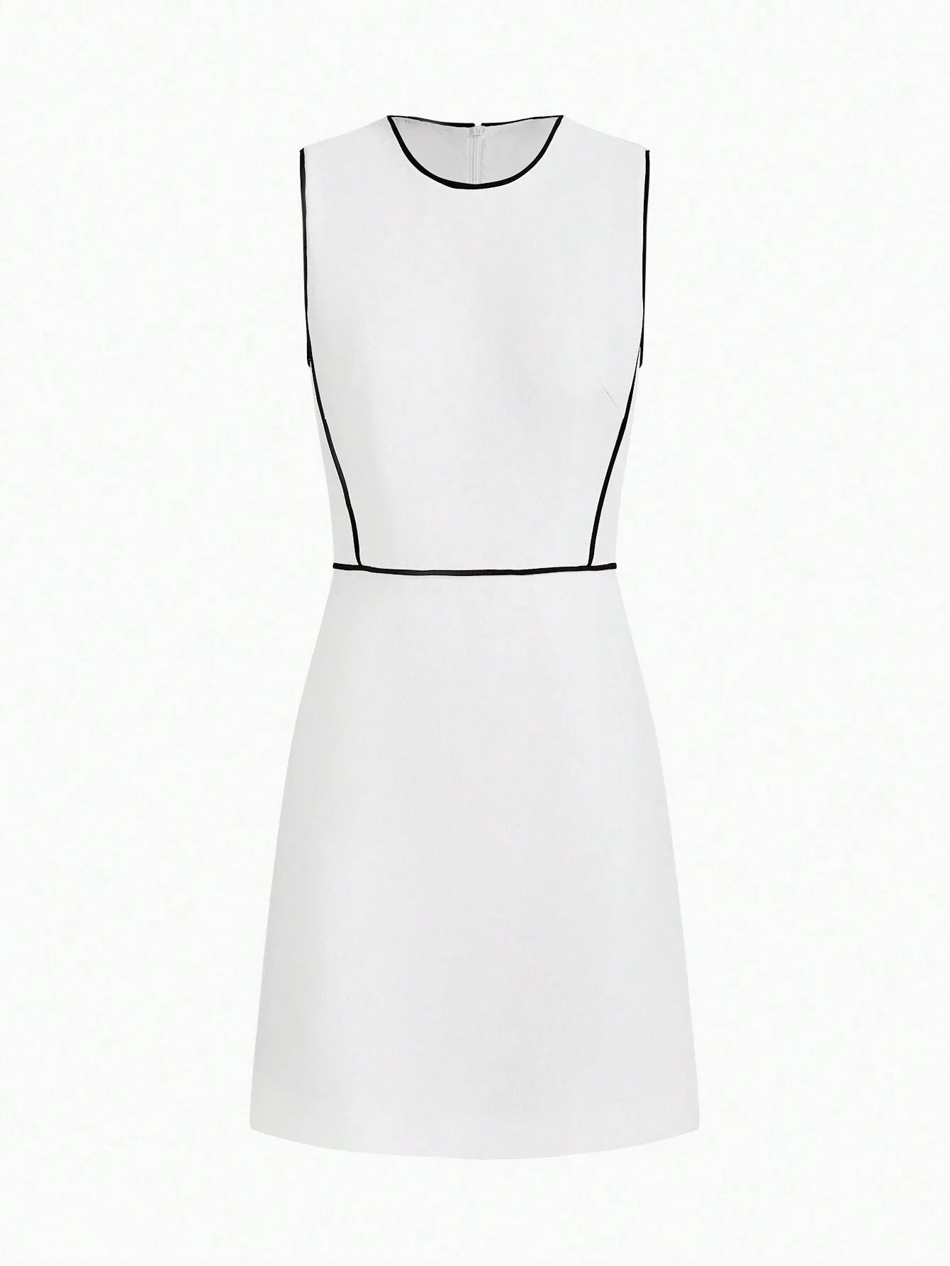 PREMIUM CONTRAST BINDING ZIPPER BACK DRESSSUMMER OUTFITS