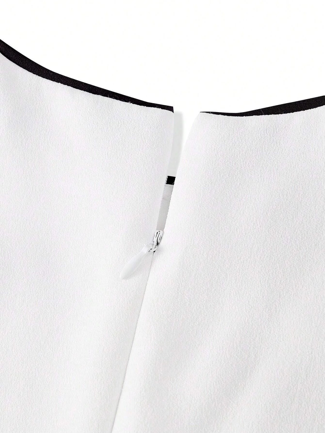 PREMIUM CONTRAST BINDING ZIPPER BACK DRESSSUMMER OUTFITS