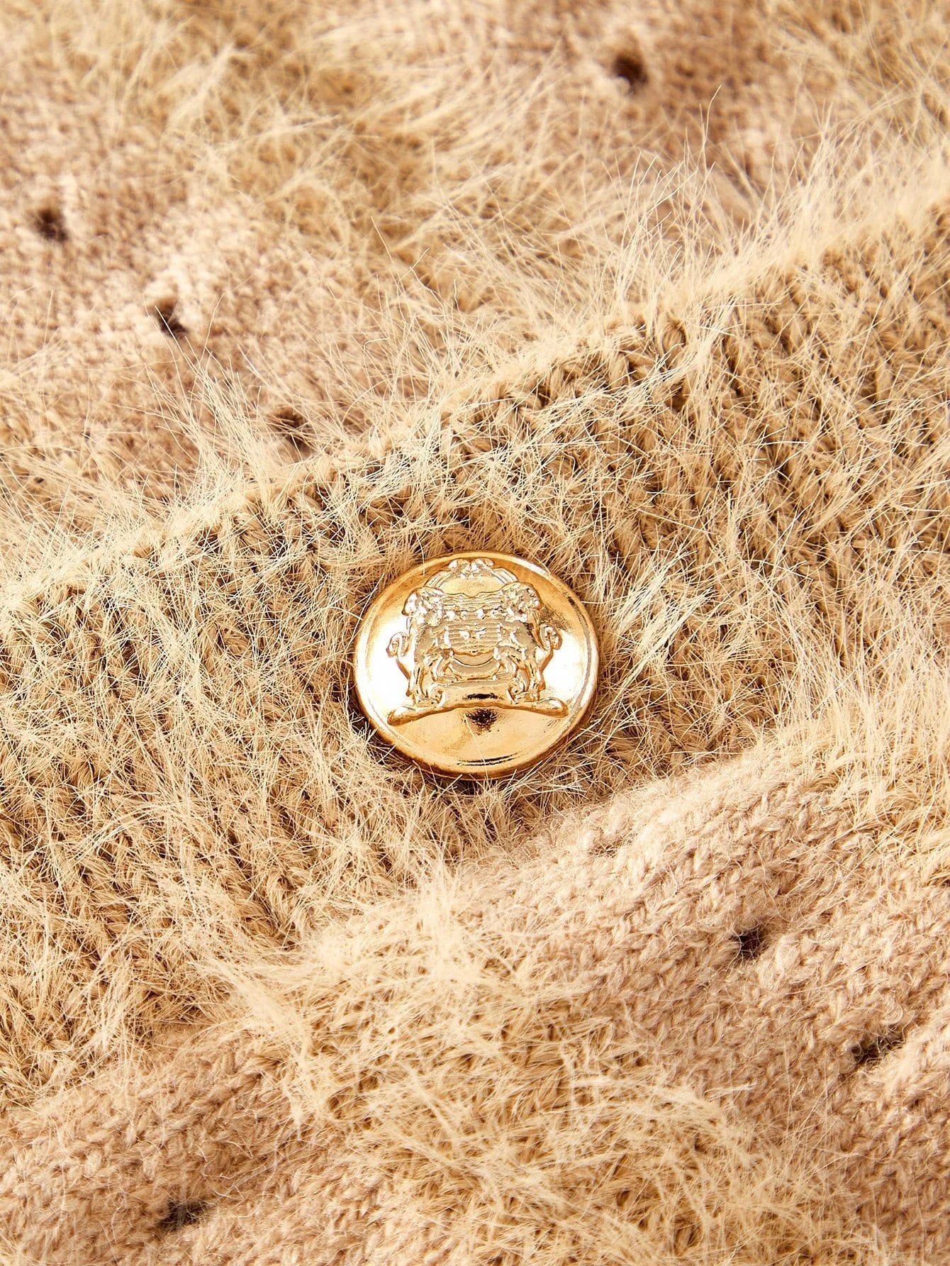 PREMIUM CONTRAST FAUX FUR BUTTON UP CARDIGAN