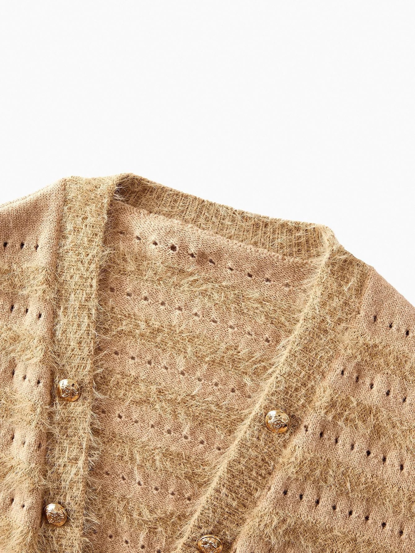 PREMIUM CONTRAST FAUX FUR BUTTON UP CARDIGAN