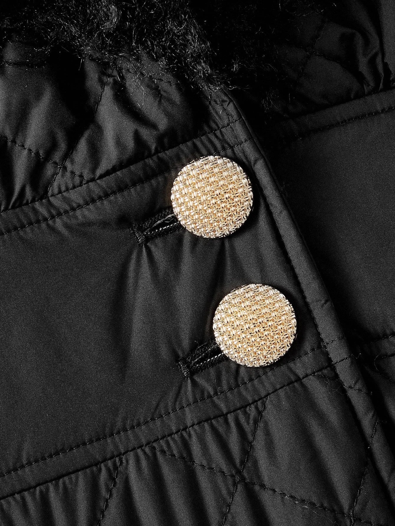 PREMIUM CONTRAST FAUX FUR BUTTON UP QUILTED WINTER COAT FOR AUTUMN amp WINTER