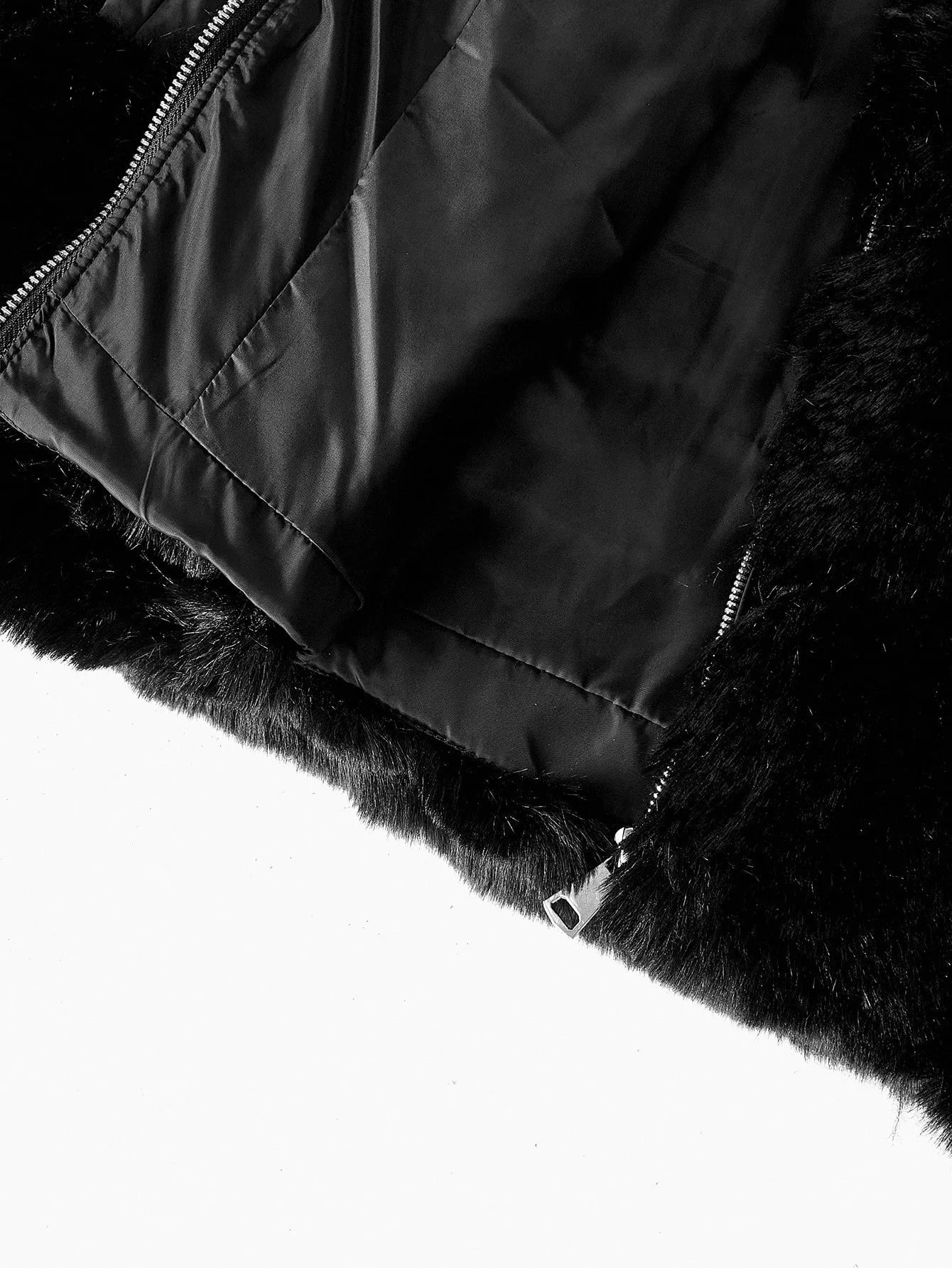 PREMIUM CONTRAST FAUX FUR HOODED WINTER COAT