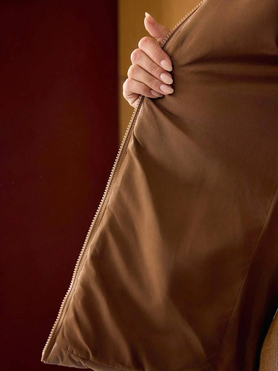 PREMIUM CONTRAST FAUX FUR HOODED WINTER COAT