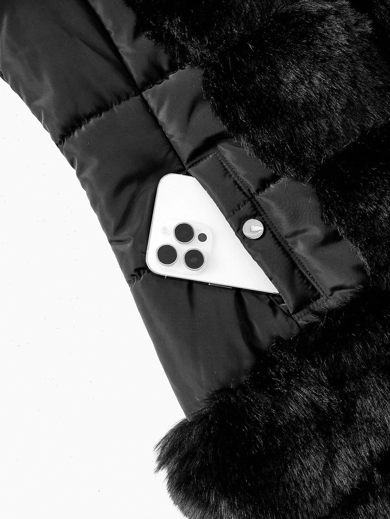 PREMIUM CONTRAST FAUX FUR HOODED WINTER COAT