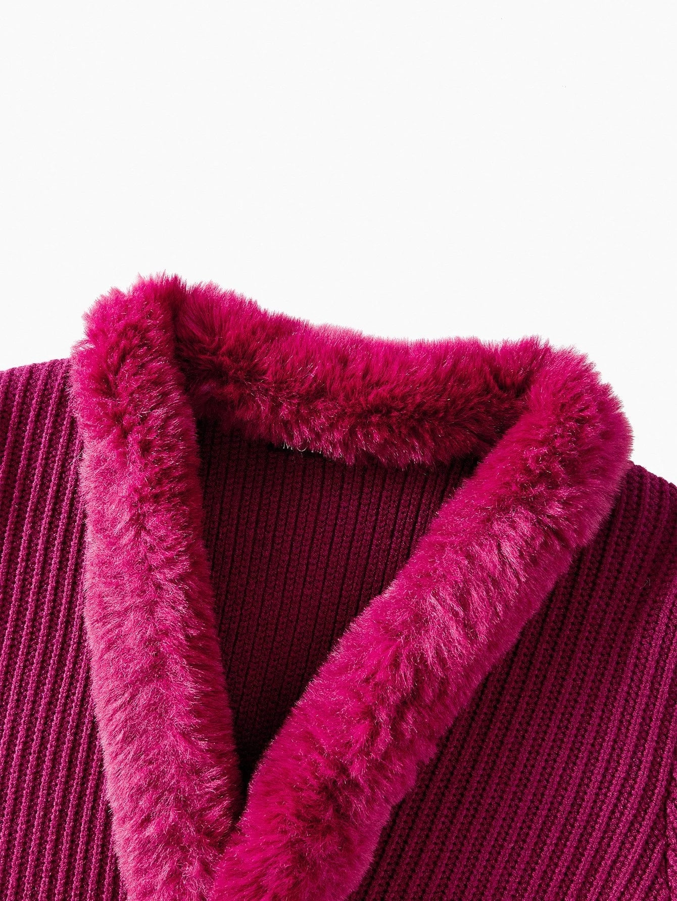 PREMIUM CONTRAST FAUX FUR SLIM FIT CARDIGAN