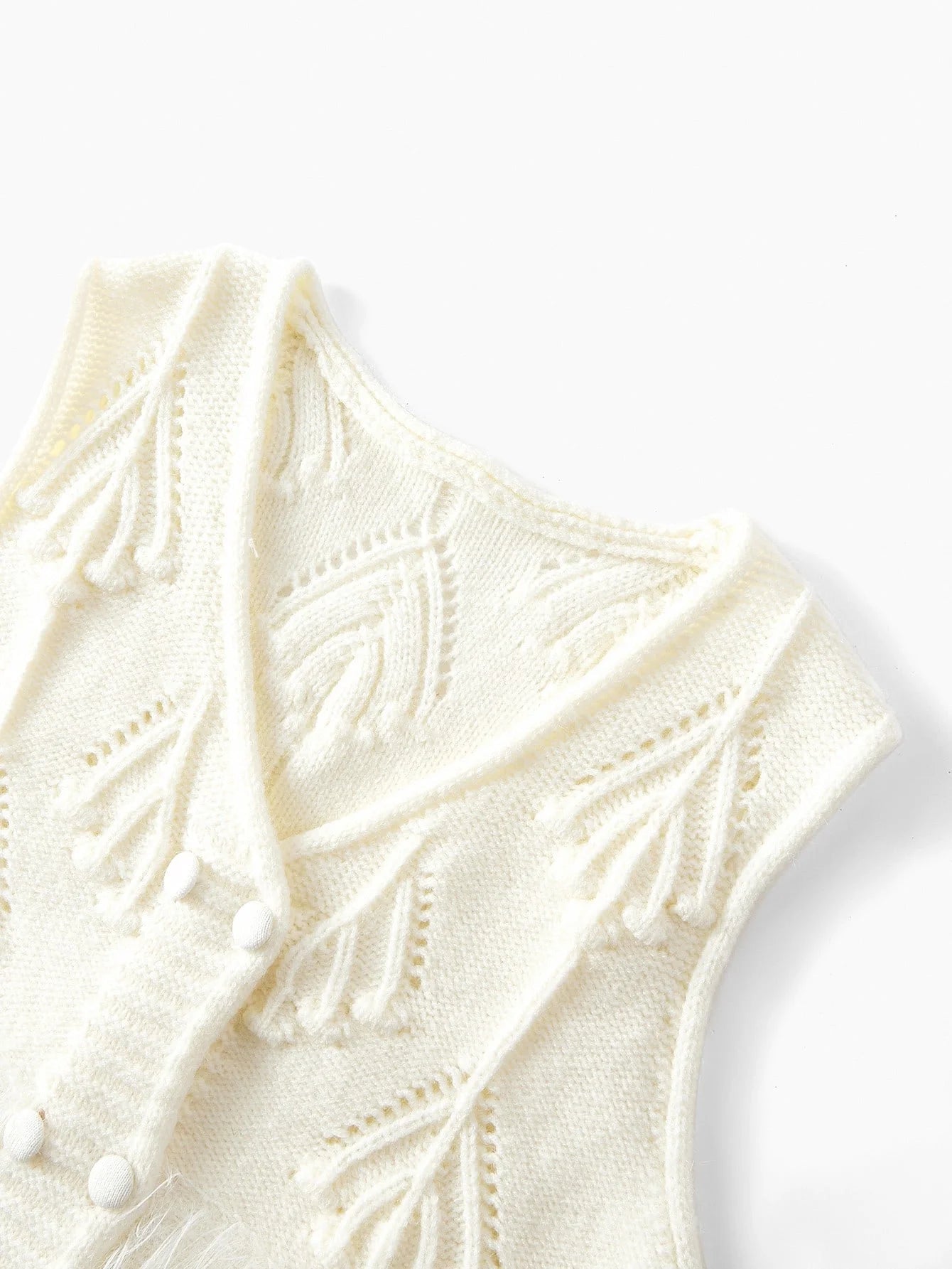 PREMIUM CONTRAST FAUX FUR WAISTCOAT amp HOLLOW OUT SKIRT SWEATER COORD