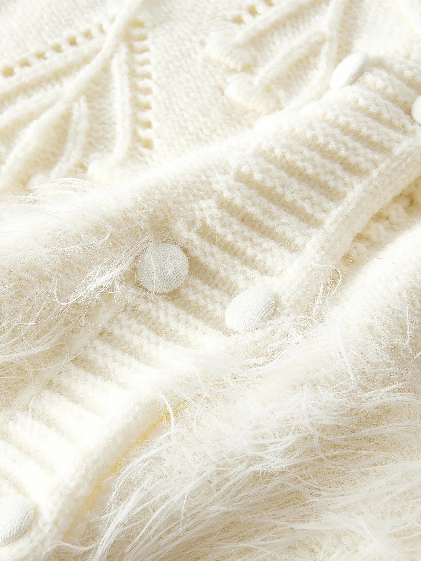 PREMIUM CONTRAST FAUX FUR WAISTCOAT amp HOLLOW OUT SKIRT SWEATER COORD