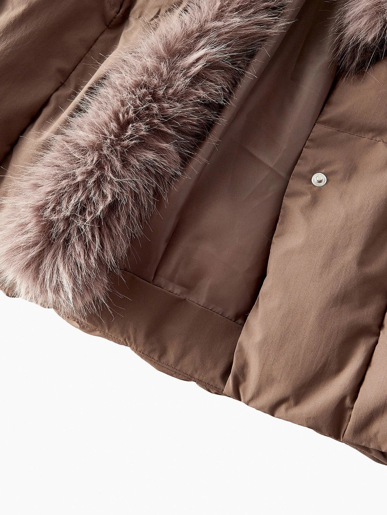 PREMIUM CONTRAST FAUX FUR WATERFALL WINTER COAT