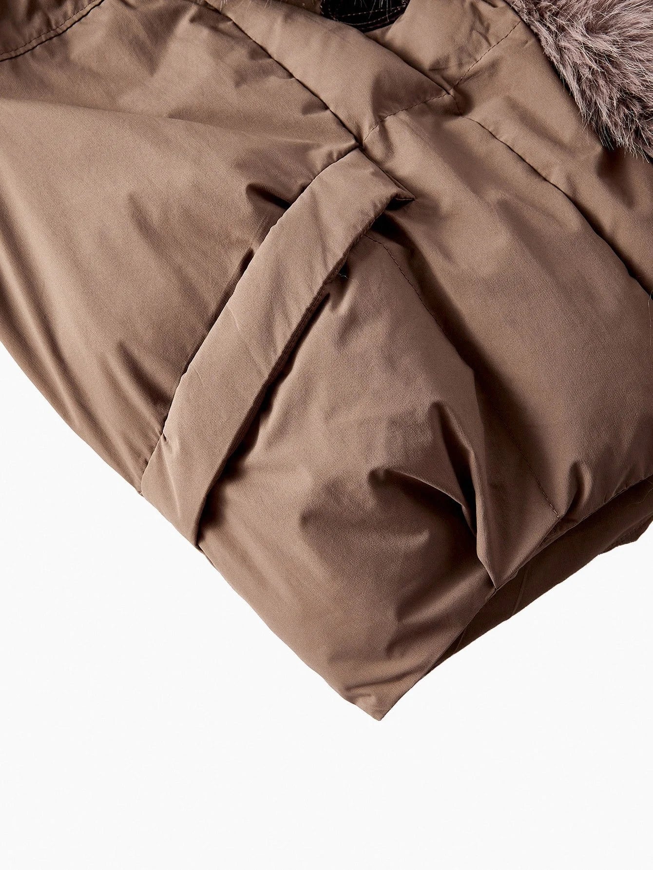 PREMIUM CONTRAST FAUX FUR WATERFALL WINTER COAT