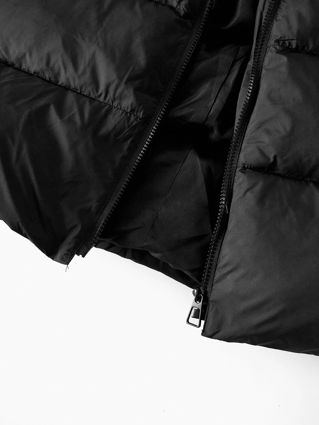 PREMIUM CONTRAST FAUX FUR ZIPPER HOODED WINTER COAT