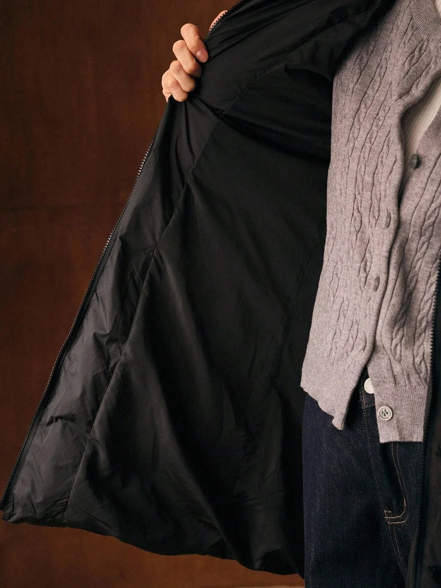 PREMIUM CONTRAST FAUX FUR ZIPPER HOODED WINTER COAT