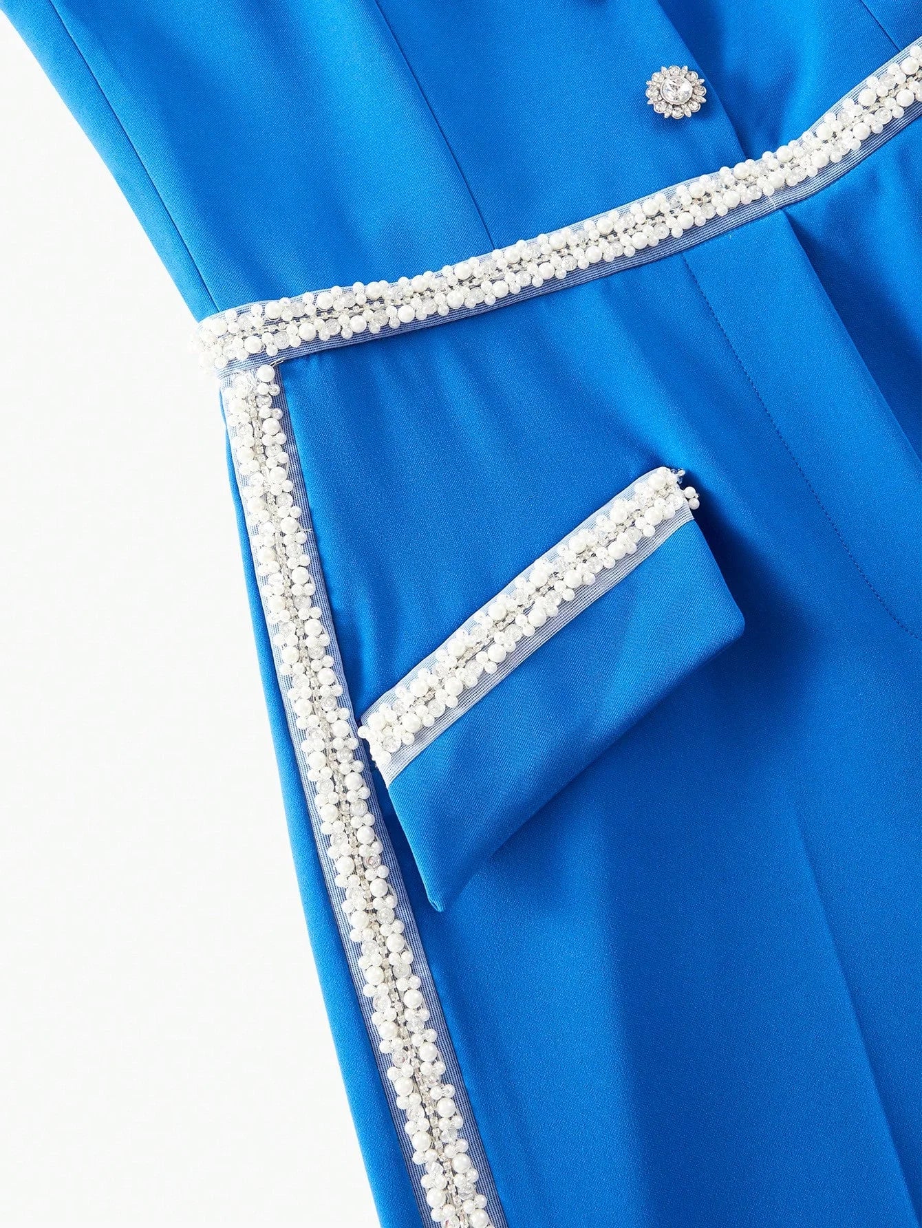 PREMIUM CONTRAST FAUX PEARL BINDING JUMPSUIT