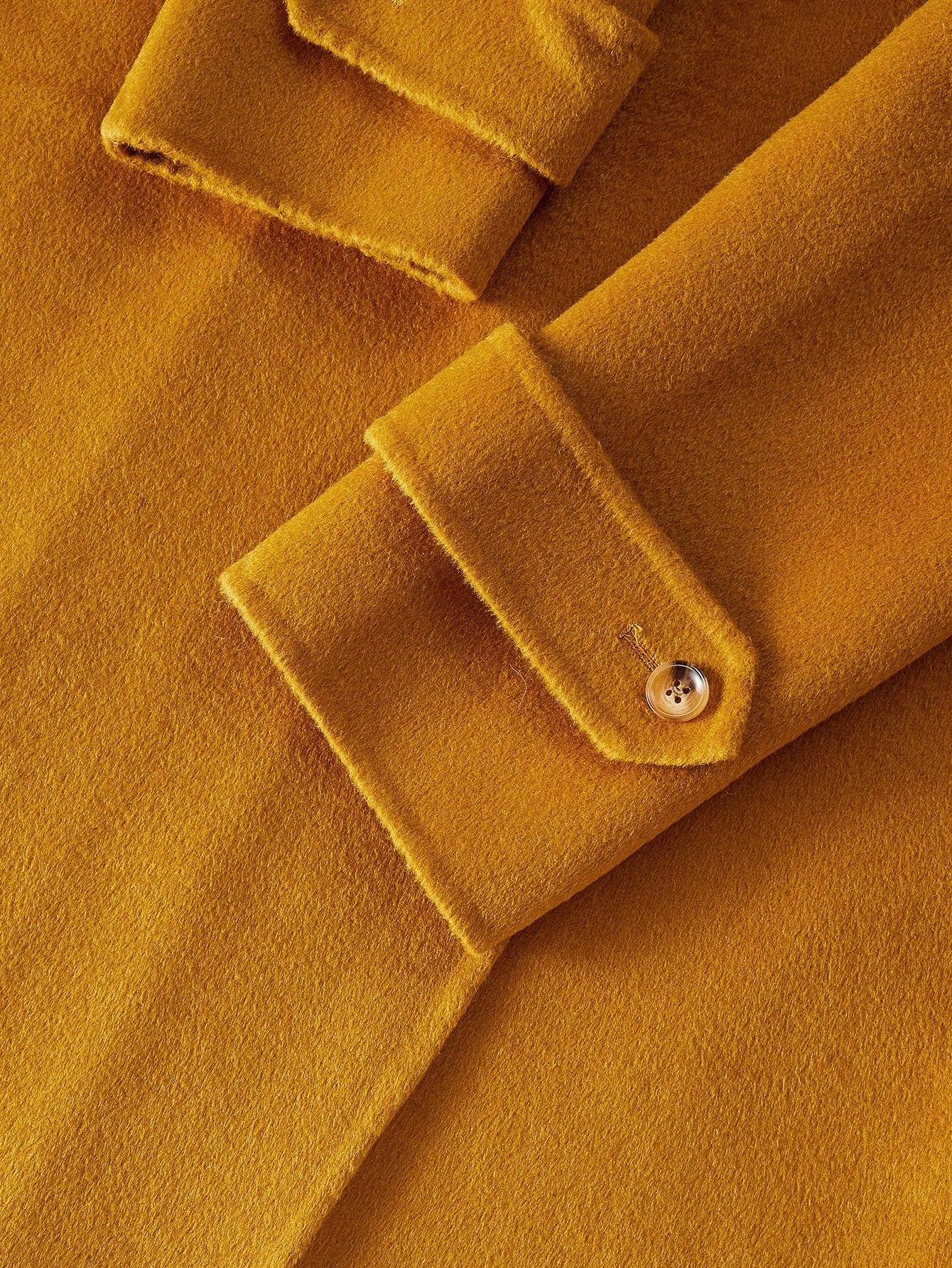 PREMIUM CONTRAST FUZZY LAPEL COLLAR PATCH POCKET BUCKLE BELTED OVERCOAT