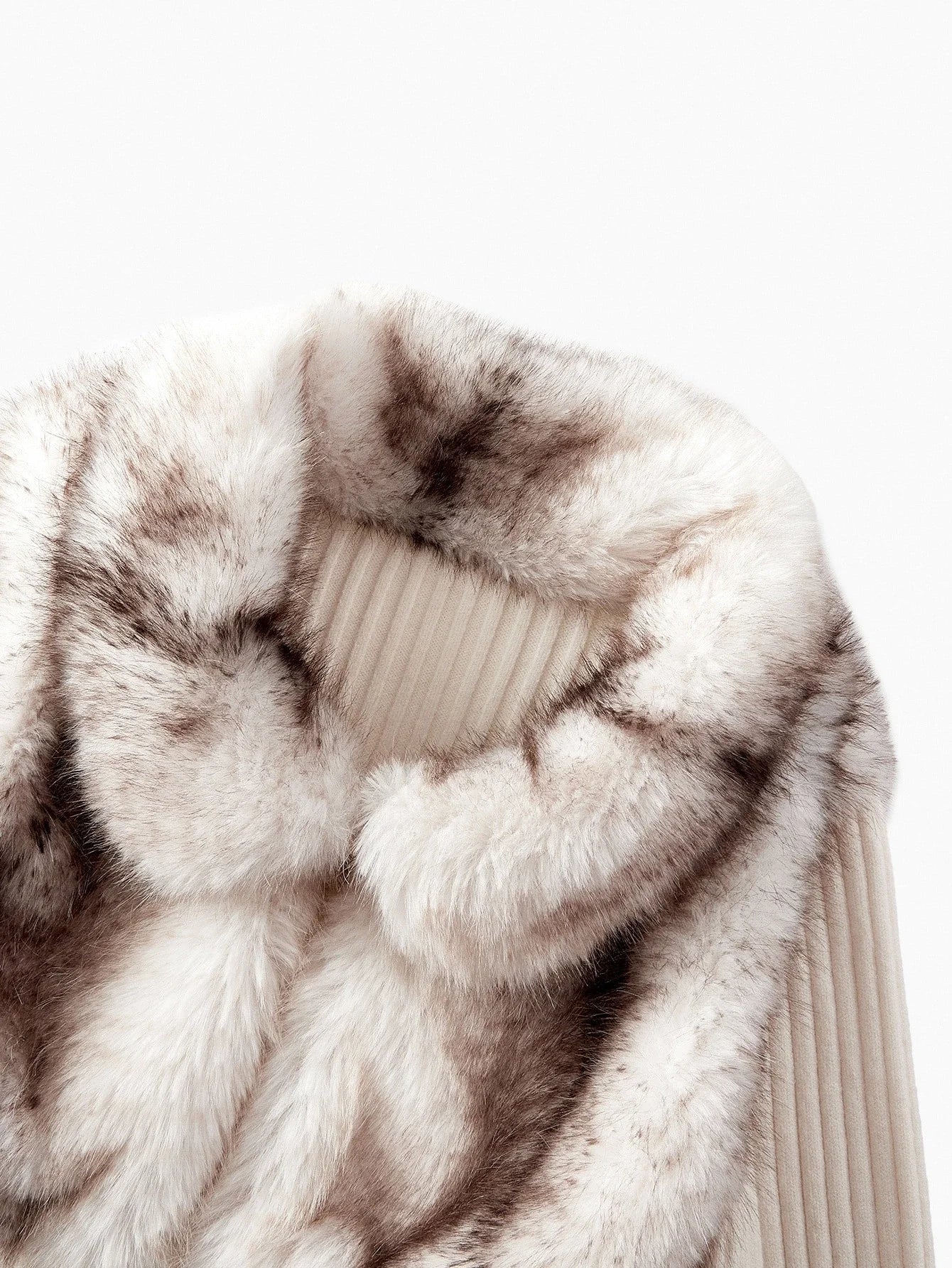 PREMIUM CONTRAST FUZZY PANEL ZIP PLACKET CARDIGAN