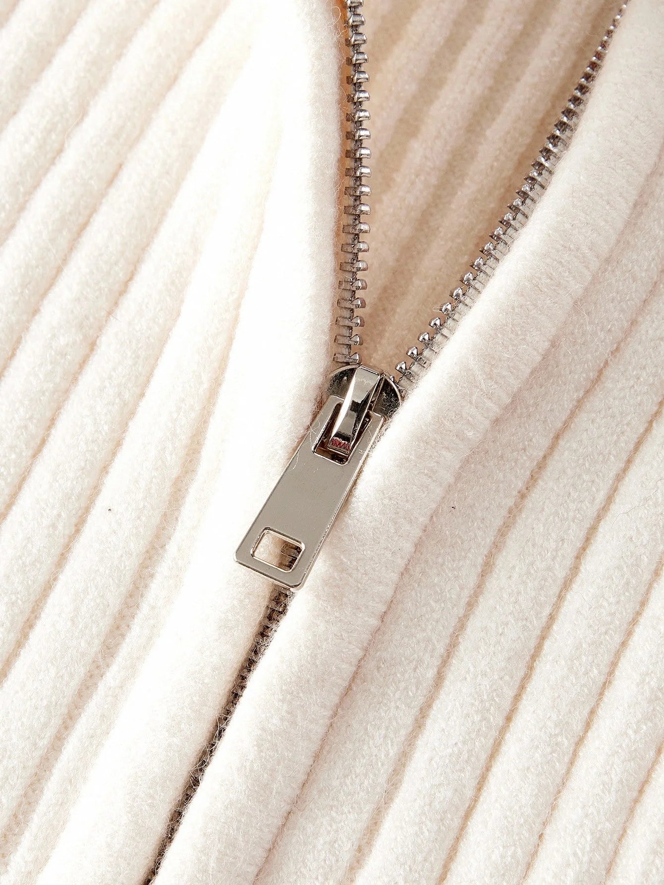 PREMIUM CONTRAST FUZZY PANEL ZIP PLACKET CARDIGAN