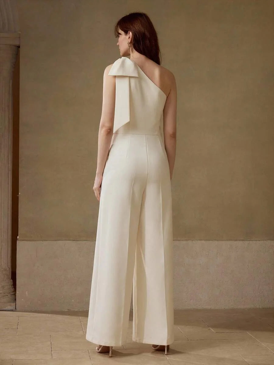 PREMIUM CONTRAST LACE BOW DETAIL JUMPSUIT