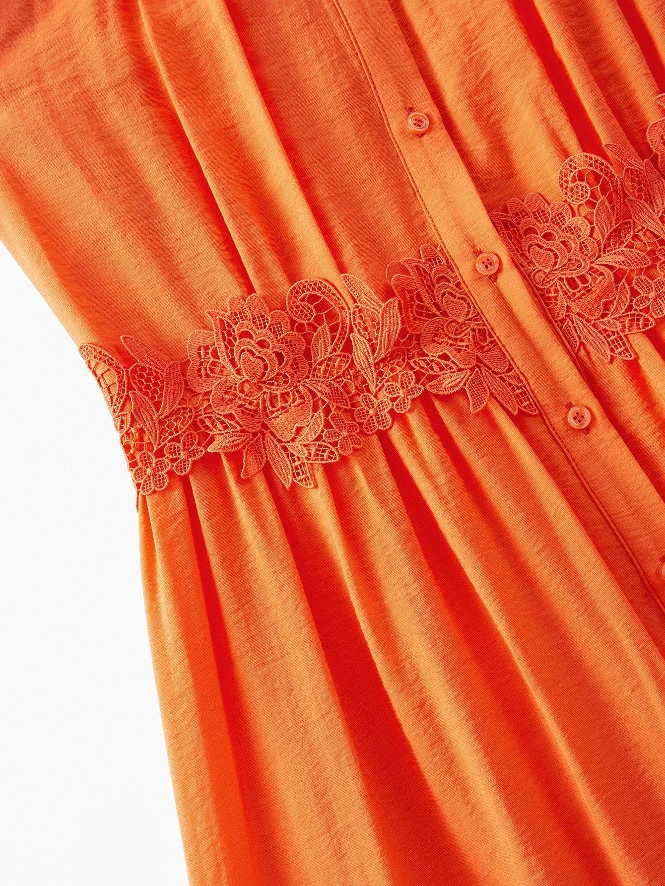 PREMIUM CONTRAST LACE BUTTON UP DRESS