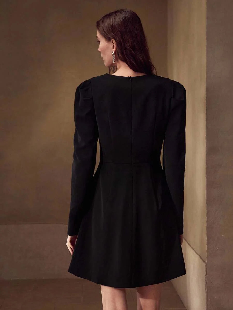 PREMIUM CONTRAST LACE BUTTON UP DRESS