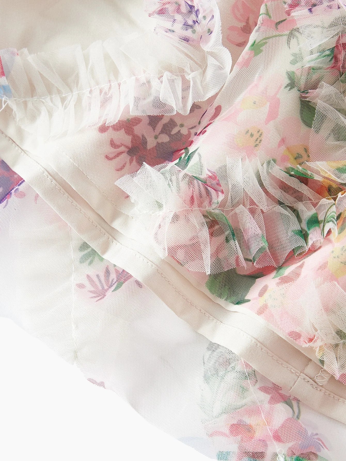 PREMIUM CONTRAST LACE FLORAL PRINT CAMI DRESS