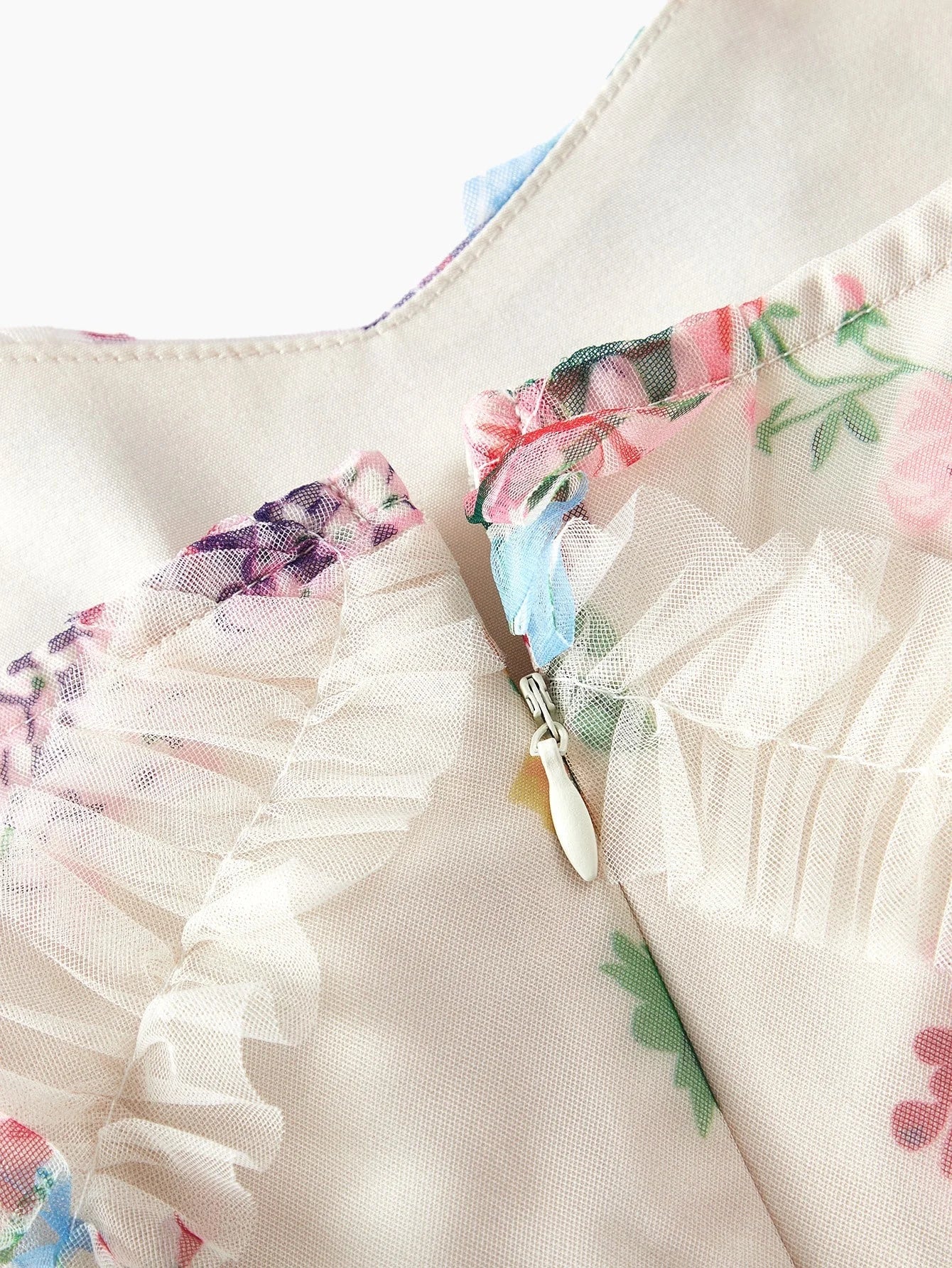 PREMIUM CONTRAST LACE FLORAL PRINT CAMI DRESS