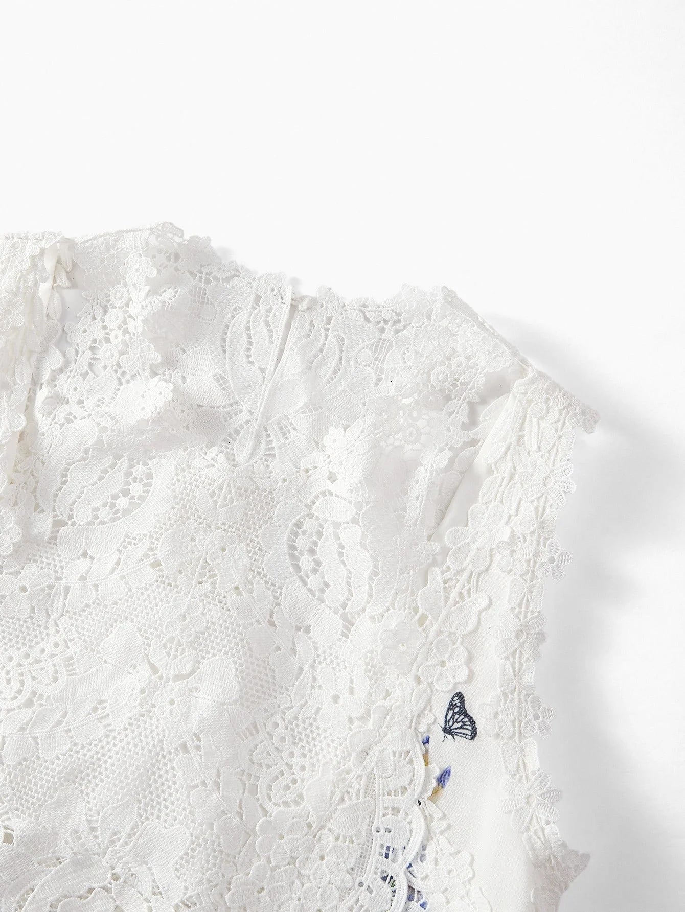 PREMIUM CONTRAST LACE FLORAL PRINT DRESS