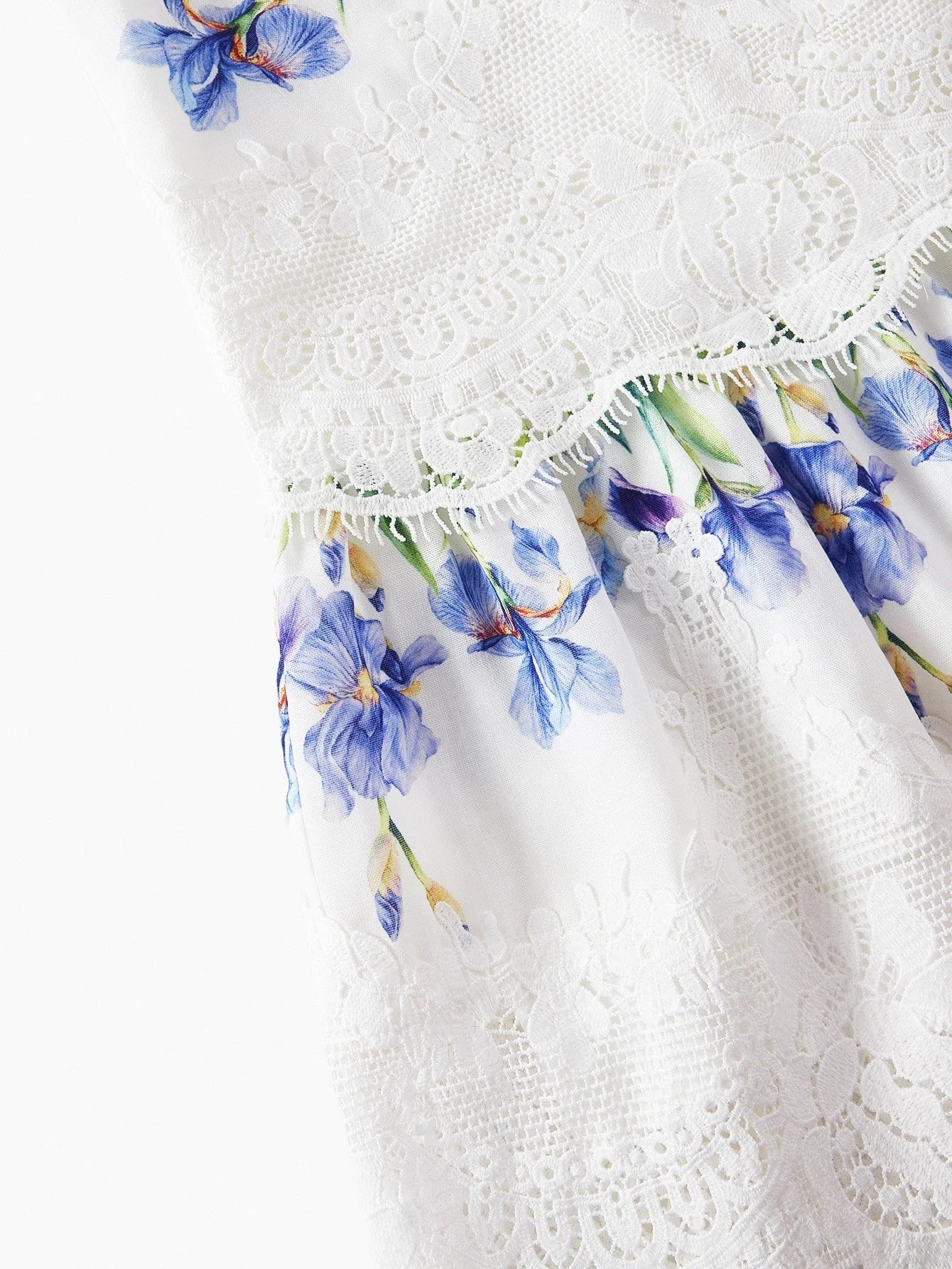 PREMIUM CONTRAST LACE FLORAL PRINT DRESS