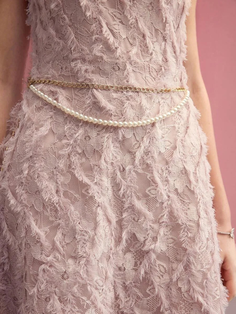 PREMIUM CONTRAST LACE FLOWY DRESS