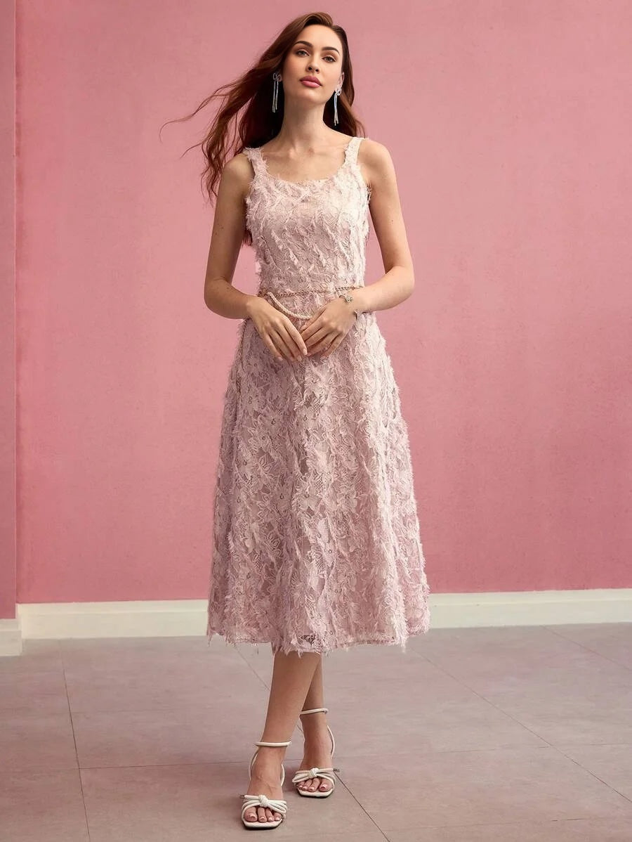 PREMIUM CONTRAST LACE FLOWY DRESS