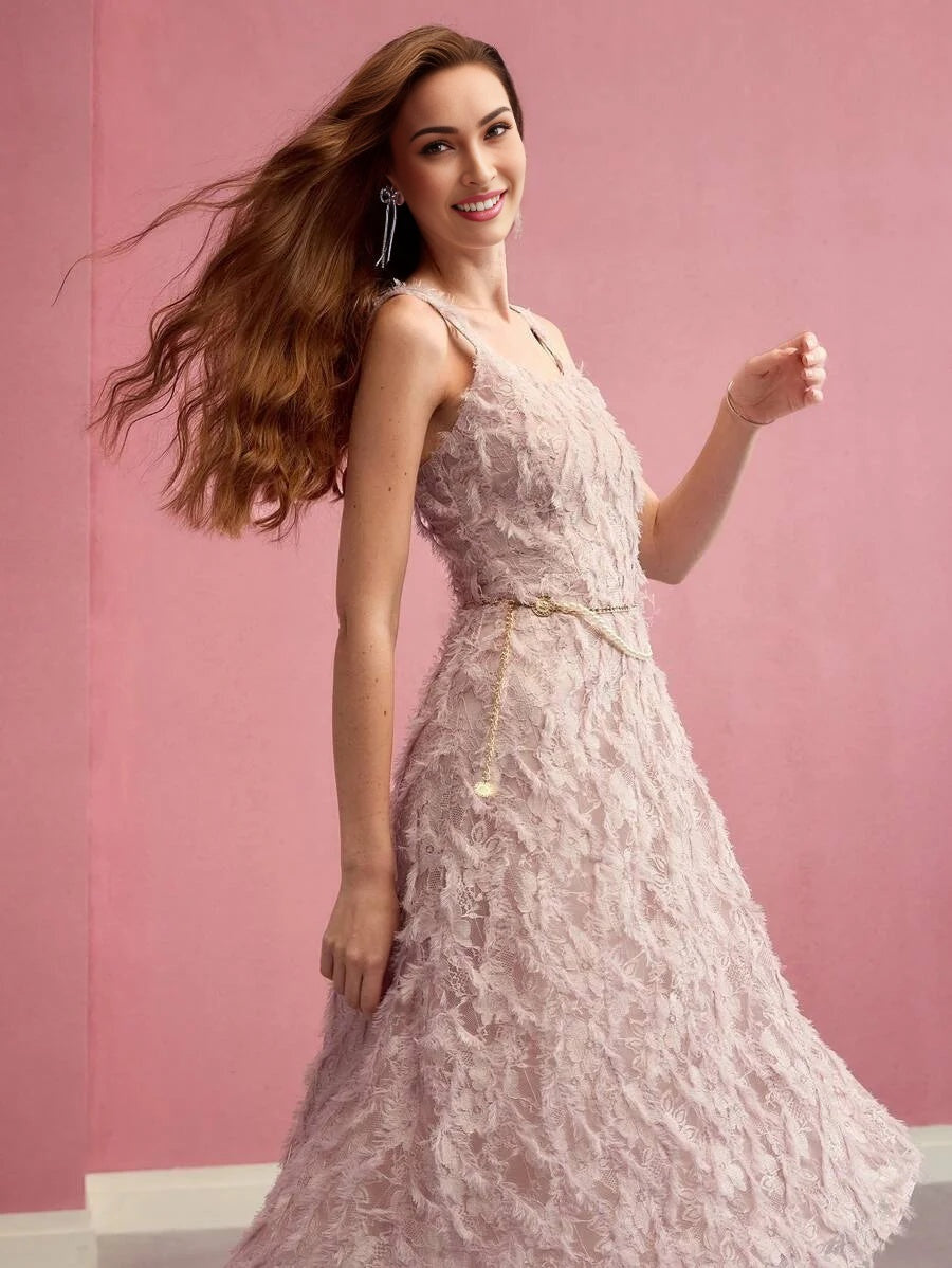 PREMIUM CONTRAST LACE FLOWY DRESS