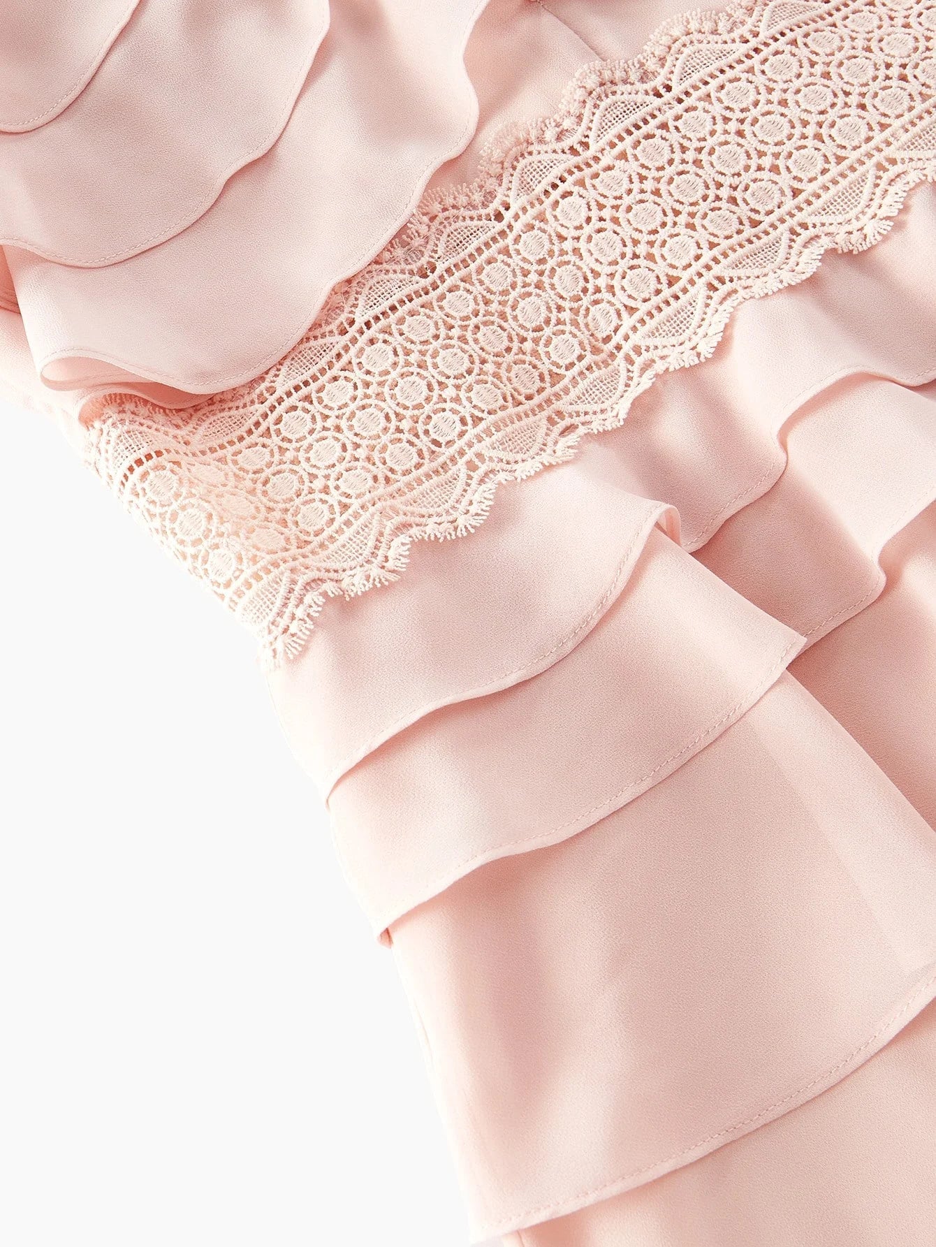 PREMIUM CONTRAST LACE RUFFLE DRESS