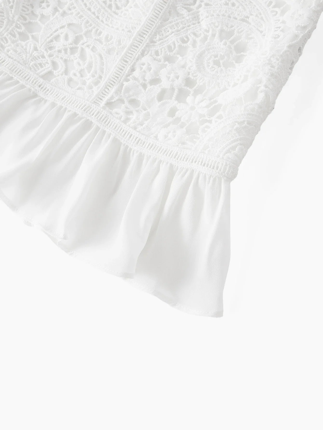 PREMIUM CONTRAST LACE RUFFLE HEM DRESS