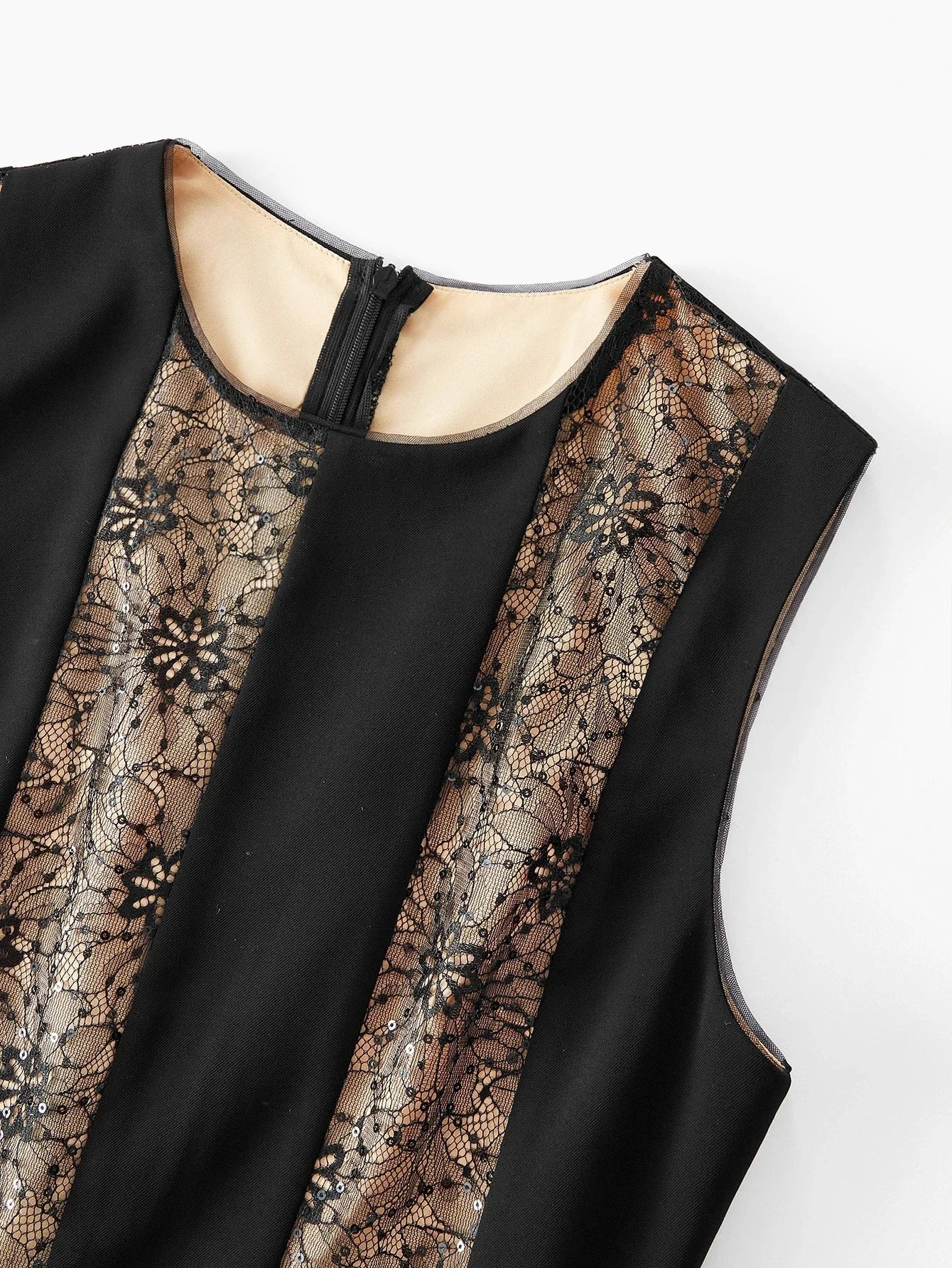 PREMIUM CONTRAST LACE SLEEVELESS JUMPSUIT