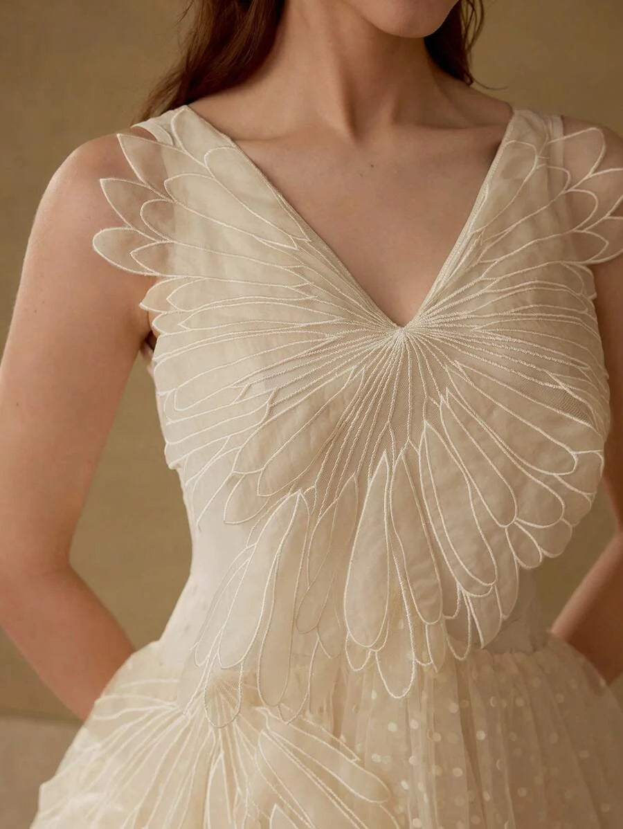 PREMIUM CONTRAST MESH TIERED LAYER DRESS