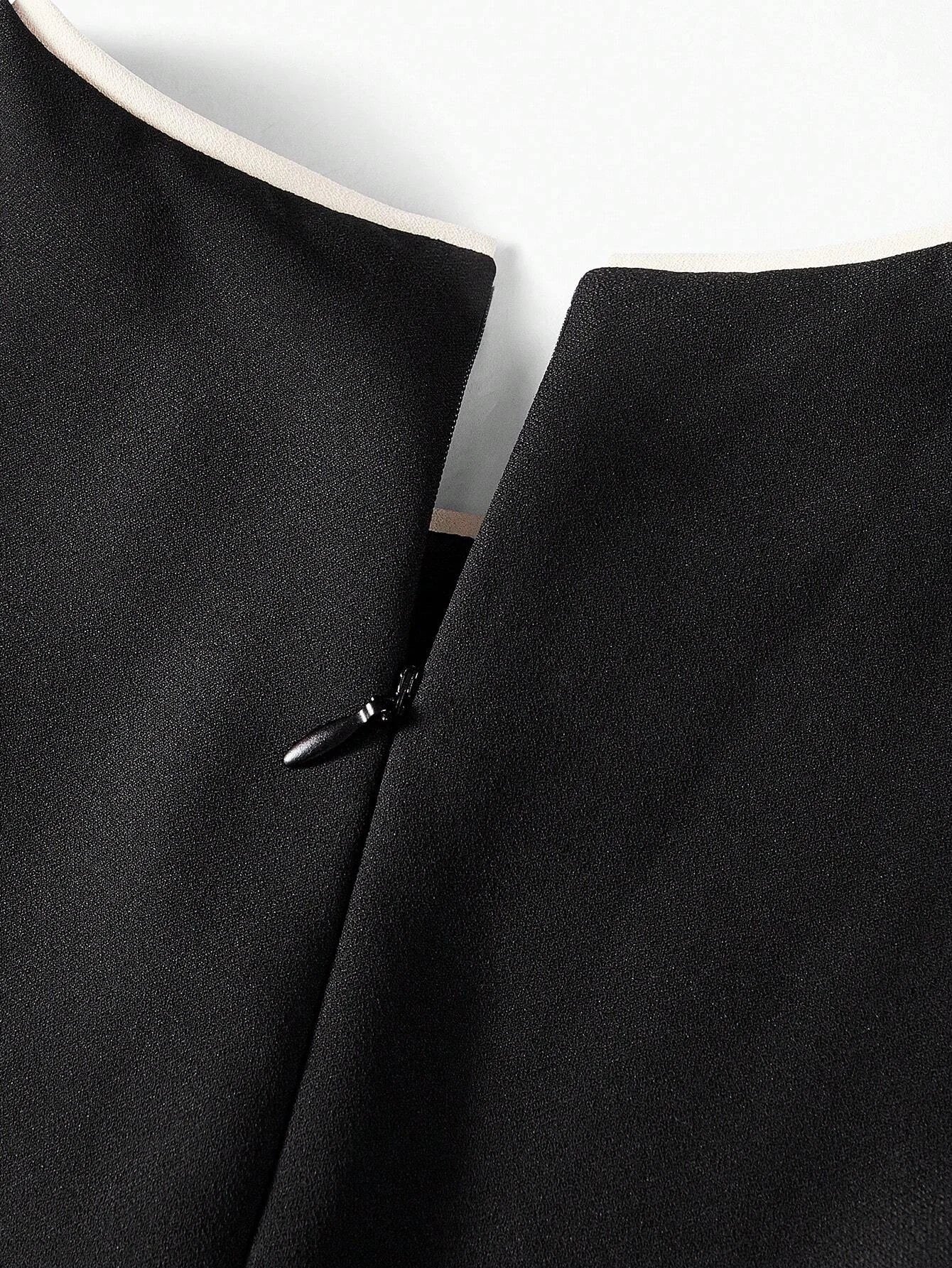 PREMIUM CONTRAST PIPING BATWING SLEEVE DRESSSUMMER OUTFITS