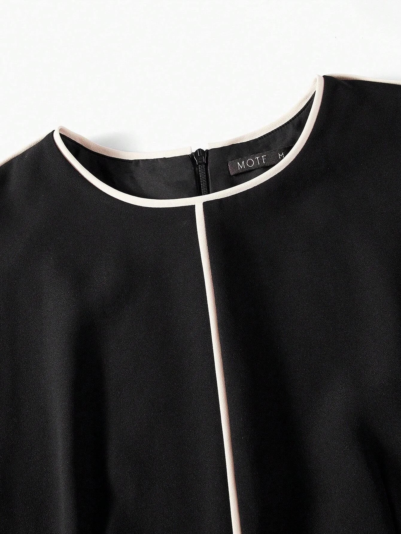 PREMIUM CONTRAST PIPING BATWING SLEEVE DRESSSUMMER OUTFITS