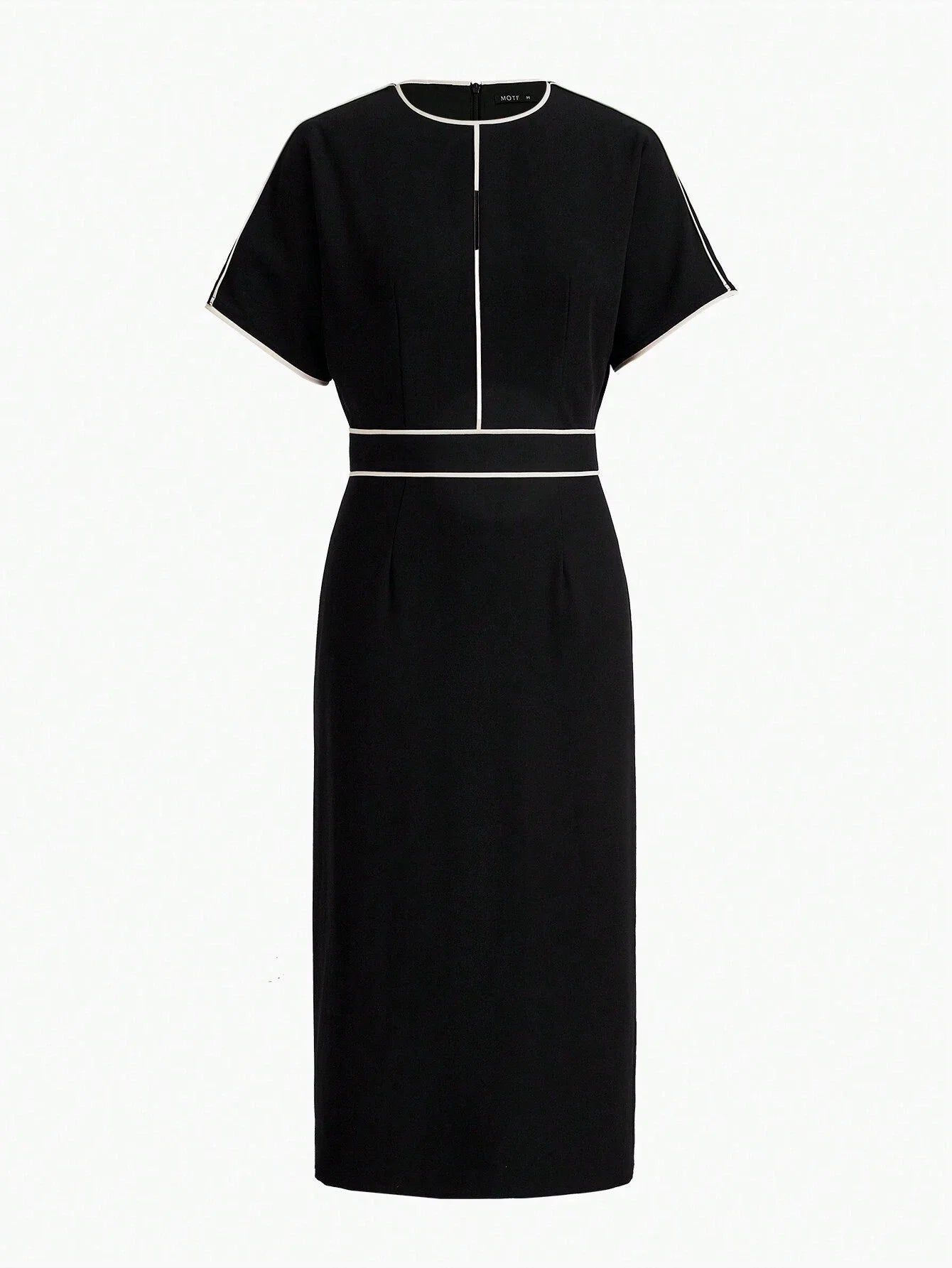 PREMIUM CONTRAST PIPING BATWING SLEEVE DRESSSUMMER OUTFITS