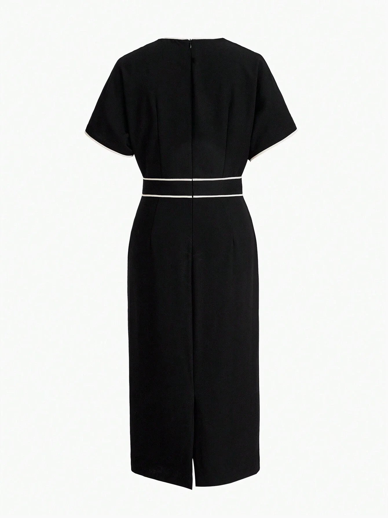 PREMIUM CONTRAST PIPING BATWING SLEEVE DRESSSUMMER OUTFITS