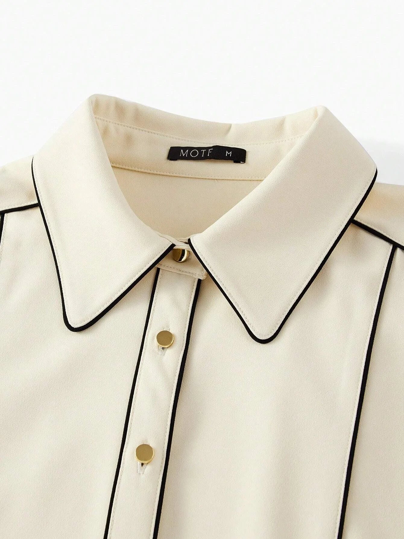 PREMIUM CONTRAST PIPING BUTTON FRONT BELTED DRESS